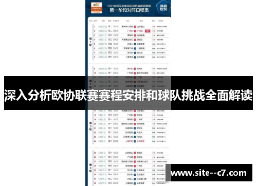 深入分析欧协联赛赛程安排和球队挑战全面解读